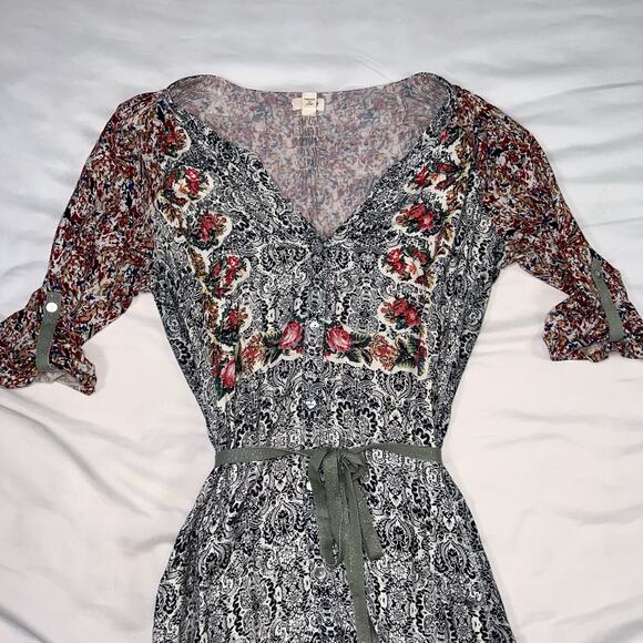 Anthropologie Tiny Perenne Dress Size M Floral Paisley Belted Boho Shirtdress - Picture 3 of 13